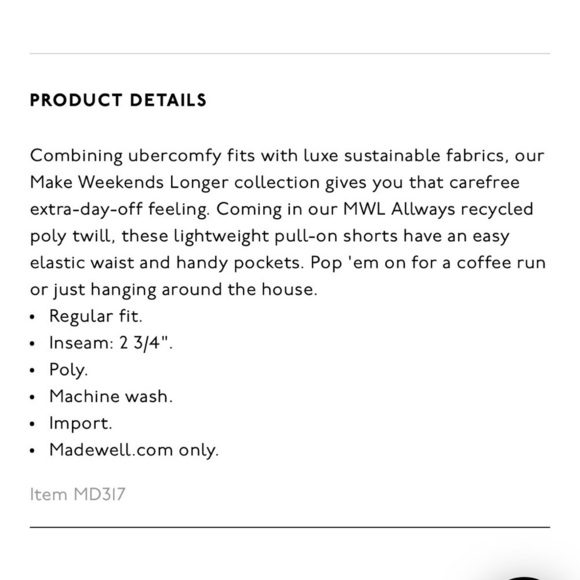 MADEWELL | MWL Allways Pull On Shorts Size Small NWT Kale Green - Picture 11 of 11